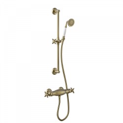 Kit de douche thermostatique · Barre coulissante long. 600 mm. · Douchette anti - TRES 24216402LM Kit de douche thermostatique