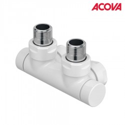 Pack vanne d'isolement en H entraxe 50mm ACOVA Kti T coudé Blanc - ACOVA 991621