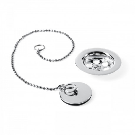 Bonde à bouchon pour lavabo, bidet et évier avec chaînette chrome - TRES 03474601