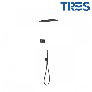 Kit de douche thermostatique électronique et encastré SHOWER TECHNOLOGY Noir Mat  - TRES 09288551NM