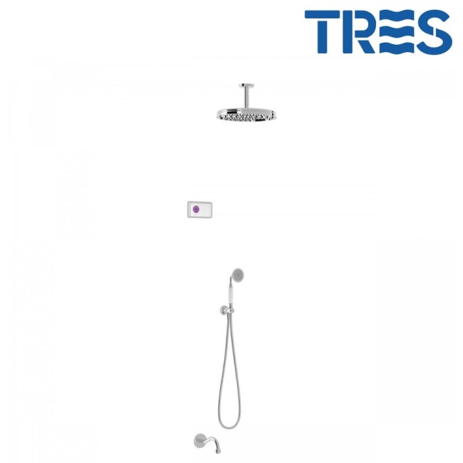 Kit de douche thermostatique électronique et encastré SHOWER TECHNOLOGY Chrome  - TRES 09226302