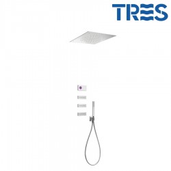 Kit de douche thermostatique électronique et encastré SHOWER TECHNOLOGY Blanc Mat  - TRES 09286312BM
