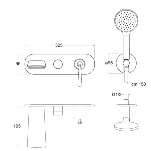 Façade externe bain douche mural 2 sorties chromé BOLLICINE  - CRISTINA ONDYNA BO10251