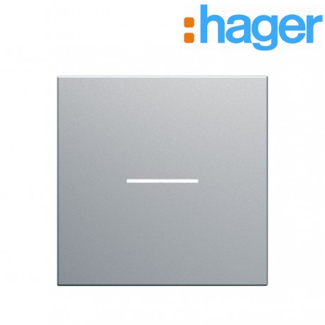 Enjoliveur interrupteur a voyant  2 modules titane GALLERY -  HAGER WXD001T