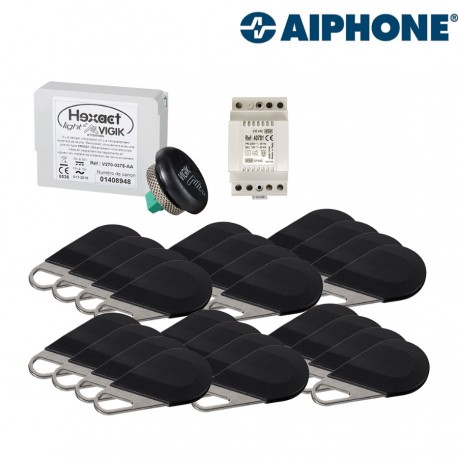 Pack avec 1 centrale et 24 badges programmés avec alimentation HEPACK24 - AIPHONE 150045