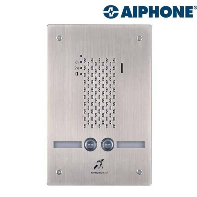 Platine audio encastrée inox 2 BP IP/SIP avec synthèse vocale pictos et boucle magnétique IXSSA2L - AIPHONE 200946