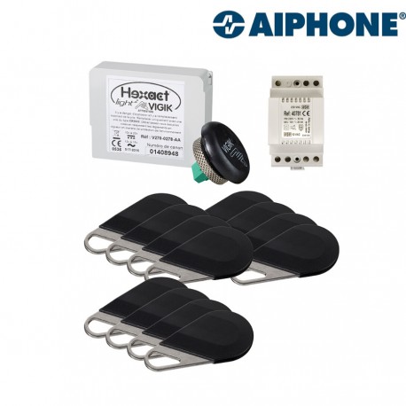 Pack avec 1 centrale et 12 badges programmés avec alimentation HEPACK12 - AIPHONE 150042