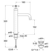 Mitigeur lavabo mi-haut cartouche progressive + vidage chromé  EXECUTIVE - CRISTINA ONDYNA EV22551