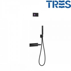 Kit de baignoire thermostatique électronique et encastré SHOWER TECHNOLOGY Noir Mat - TRES 09288553NM