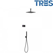 Kit de douche thermostatique électronique et encastré SHOWER TECHNOLOGY Noir Mat - TRES 09288564NM