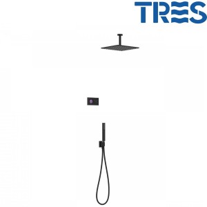 Kit de douche thermostatique électronique et encastré SHOWER TECHNOLOGY Noir Mat - TRES 09288564NM