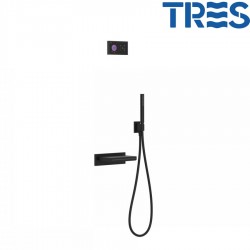 Kit de baignoire thermostatique électronique et encastré SHOWER TECHNOLOGY Noir Mat - TRES 09288556NM
