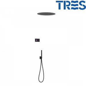 Kit de douche thermostatique électronique et encastré SHOWER TECHNOLOGY Noir Mat  - TRES 09288557NM