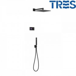 Kit de douche thermostatique électronique et encastré SHOWER TECHNOLOGY Noir Mat - TRES 09288563NM