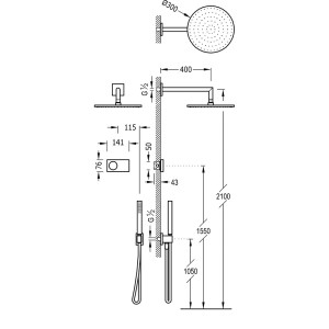 Kit de douche thermostatique électronique et encastré SHOWER TECHNOLOGY Noir Mat  - TRES 09288558NM