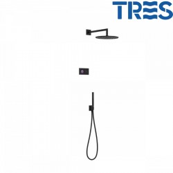 Kit de douche thermostatique électronique et encastré SHOWER TECHNOLOGY Noir Mat - TRES 09288558NM