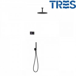 Kit de douche thermostatique électronique et encastré SHOWER TECHNOLOGY Noir Mat - TRES 09288567NM