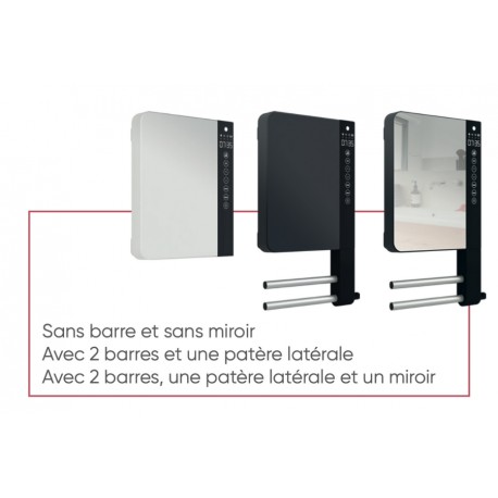 Sèche-serviettes soufflant gris avec barres + miroir 1800W (800W+1000W) TELIA - ATLANTIC 720111