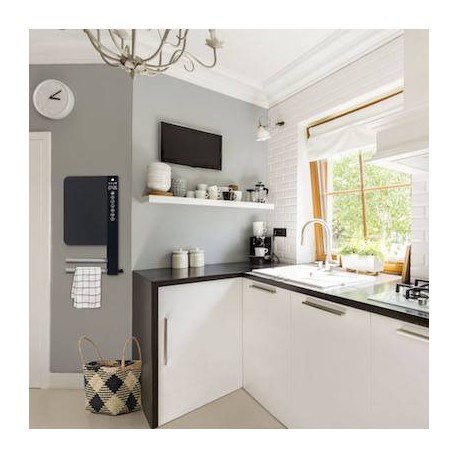 Sèche-serviettes soufflant gris avec barres + miroir 1800W (800W+1000W) TELIA - ATLANTIC 720111