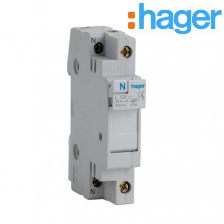 Coupe-circuit 1P+N 20A 400V domestique 1M -   HAGER L12601