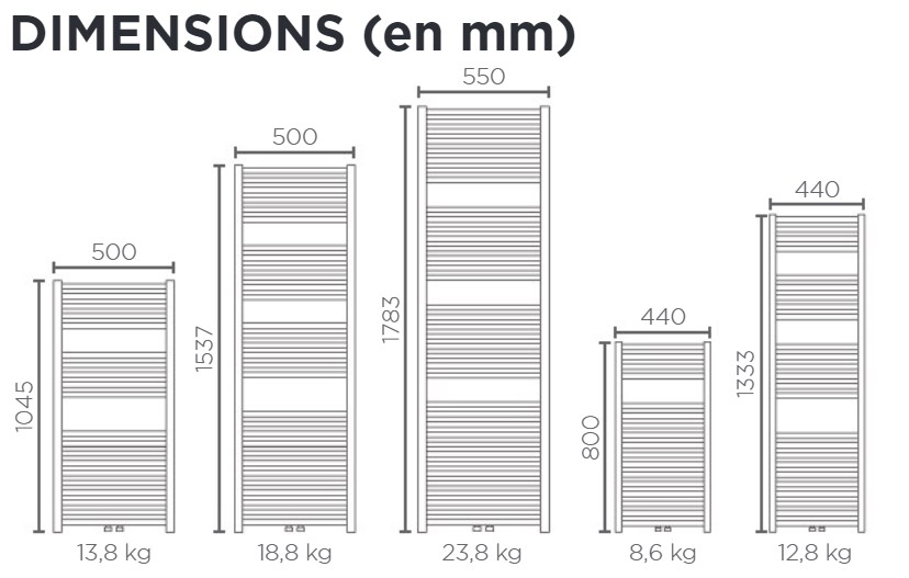 Sèche-serviettes 500W THERMOR Riva 4 étroit - 471586