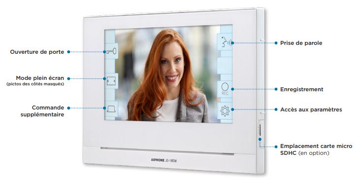 AIPHONE Kit visiophone connecté 7 en saillie avec WiFi et mémoire d'images  - JOS1VW