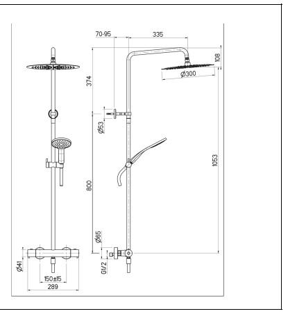 schéma technique colonne de douche THETA