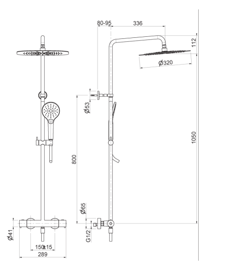 Colonne de douche dimensions FL48696P