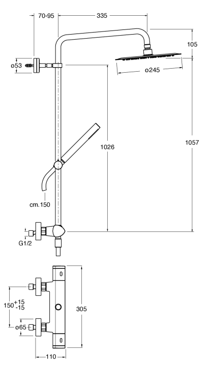 Siphon Lavabo Droit Luxe Laiton Design 35 Cm Or Rose Brosse - CRISTINA  ONDYNA MS3434P - Vita Habitat