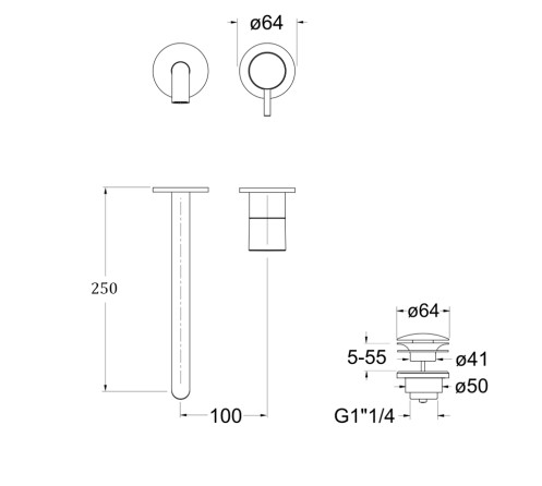 schéma technique mitigeur lavabo