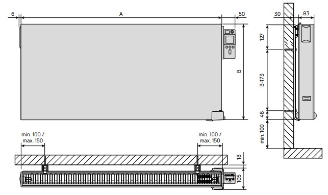 Radiateur électrique YALI PARADA PLUS PLINTHE 1000W de chez FINIMETAL