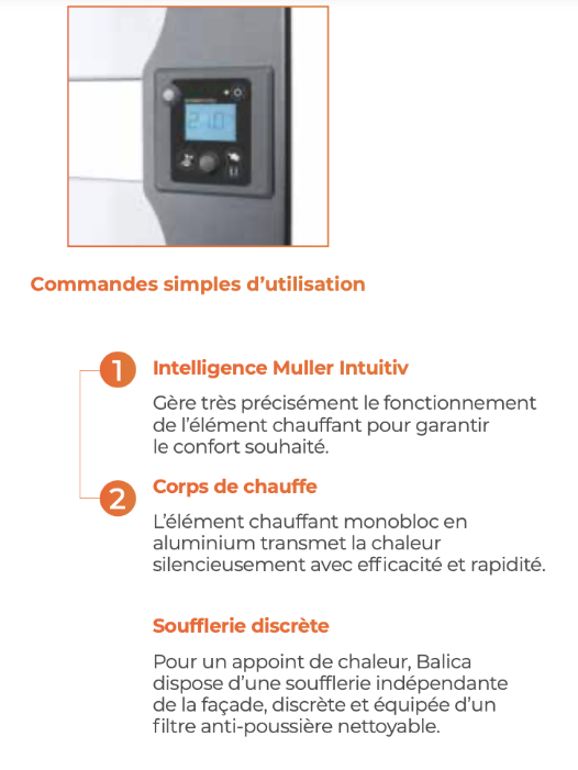 M109216 - Intuis - Sèche-serviettes soufflant 650W + 1000W - Balica - blanc