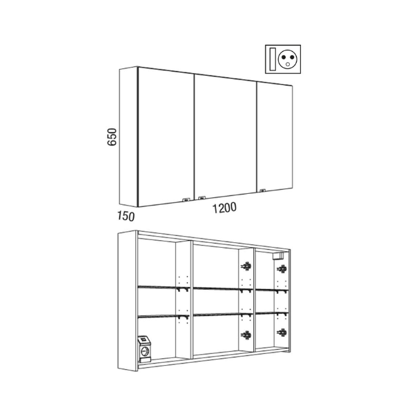 Armoire de toilette alliance 1200 3p schema