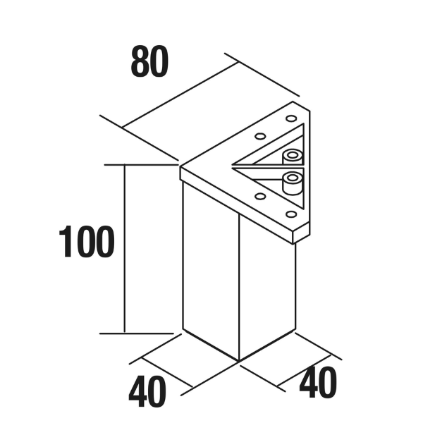 Schema de l'ensemble de 4 pieds 100 mm
