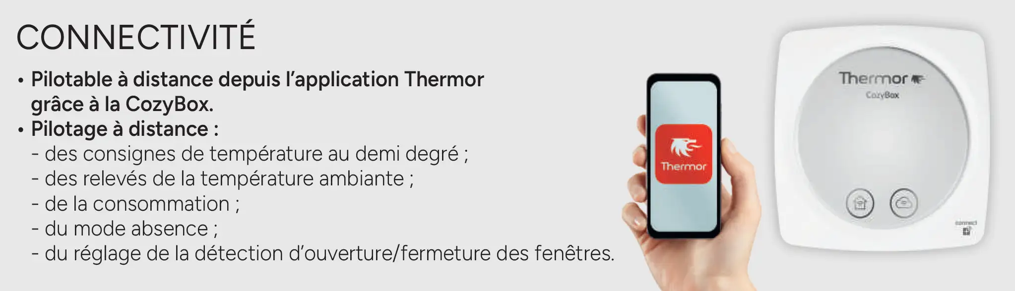 Connectivité CozyBox et application Thermor pour le radiateur Kenya 5