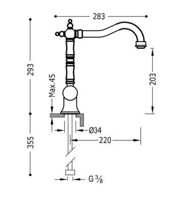 schéma technique mitigeur évier