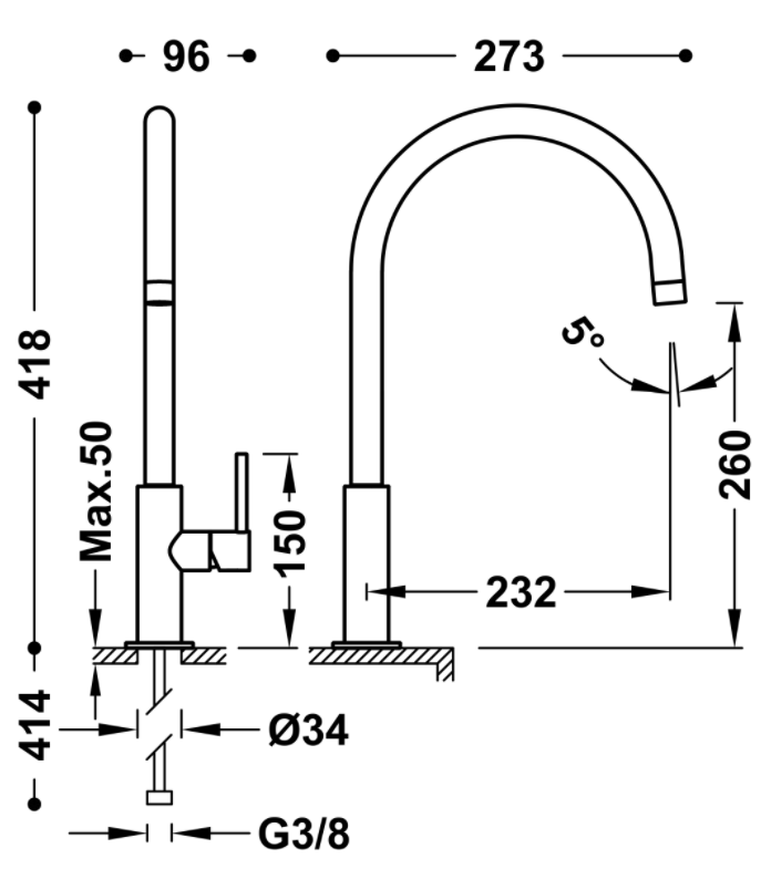 Mitigeur lavabo Doré Study Exclusive - TRES 26230701OR - Vita Habitat