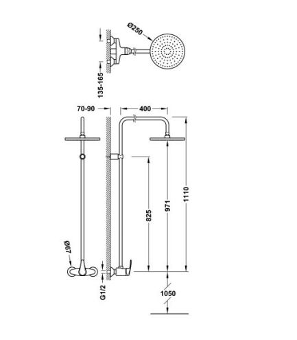 schéma technique douche jardin piscine