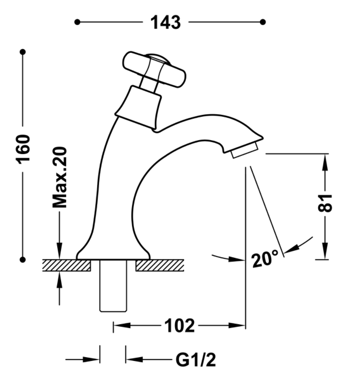 dimensions robinet lavabo ou premelangeur 24250301LM