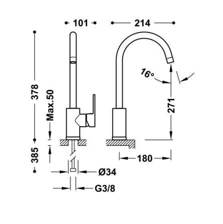 schéma technique mitigeur évier