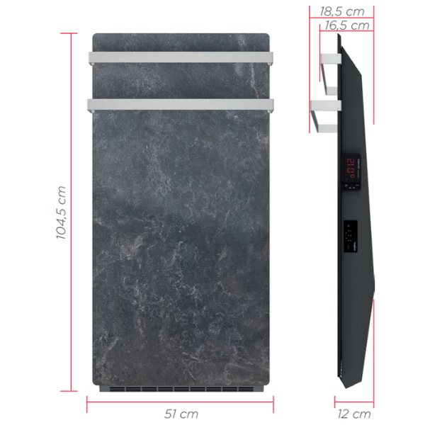 Dimensions du radiateur 1700W GODAI Valderoma