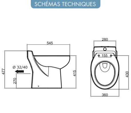 Wc broyeur silencieux W30SP Watermatic 